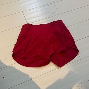 lululemon red speed up shorts